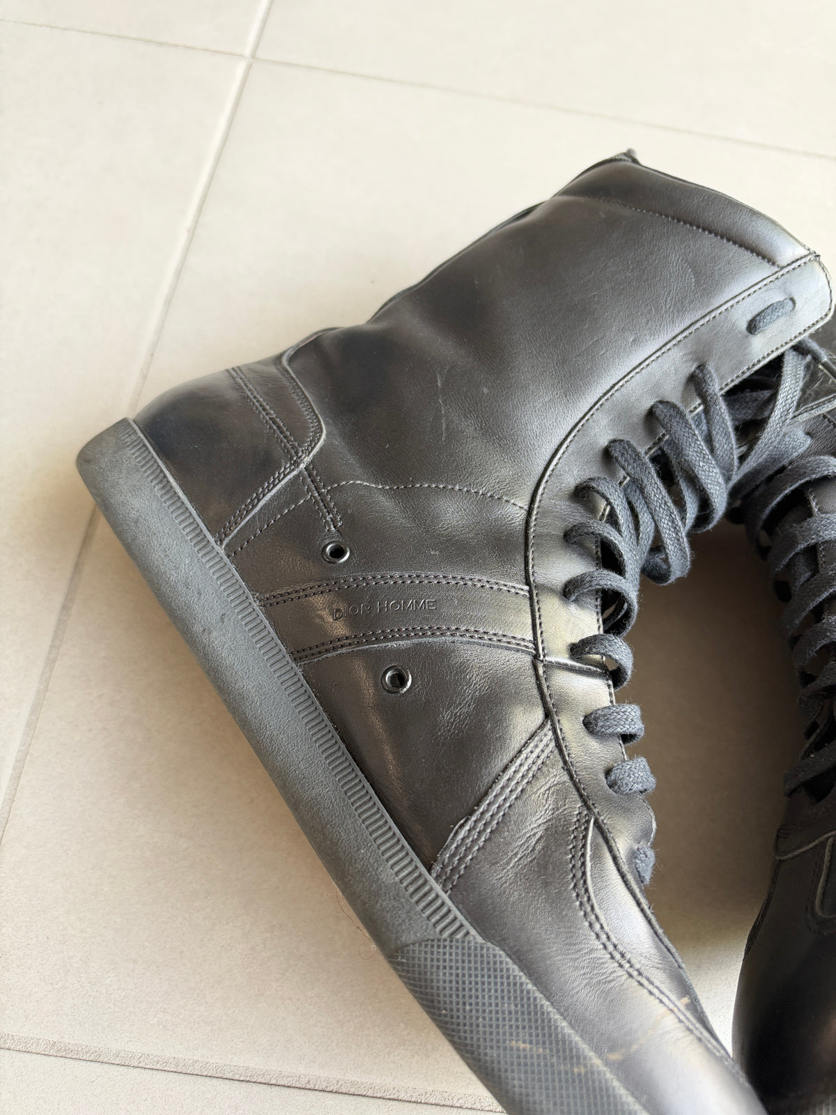 Dior Homme AW03 “Luster” High-top boxer leather sneakers