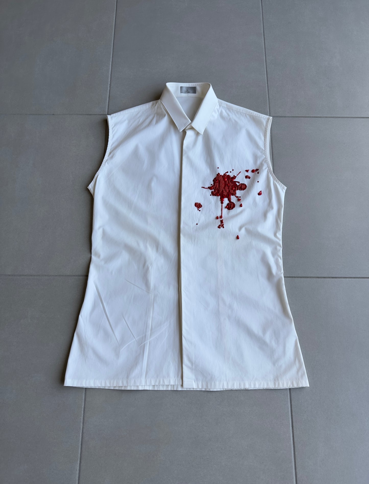 Dior Homme SS02 "Red/Boys don't cry' Bloodwound button up shirt