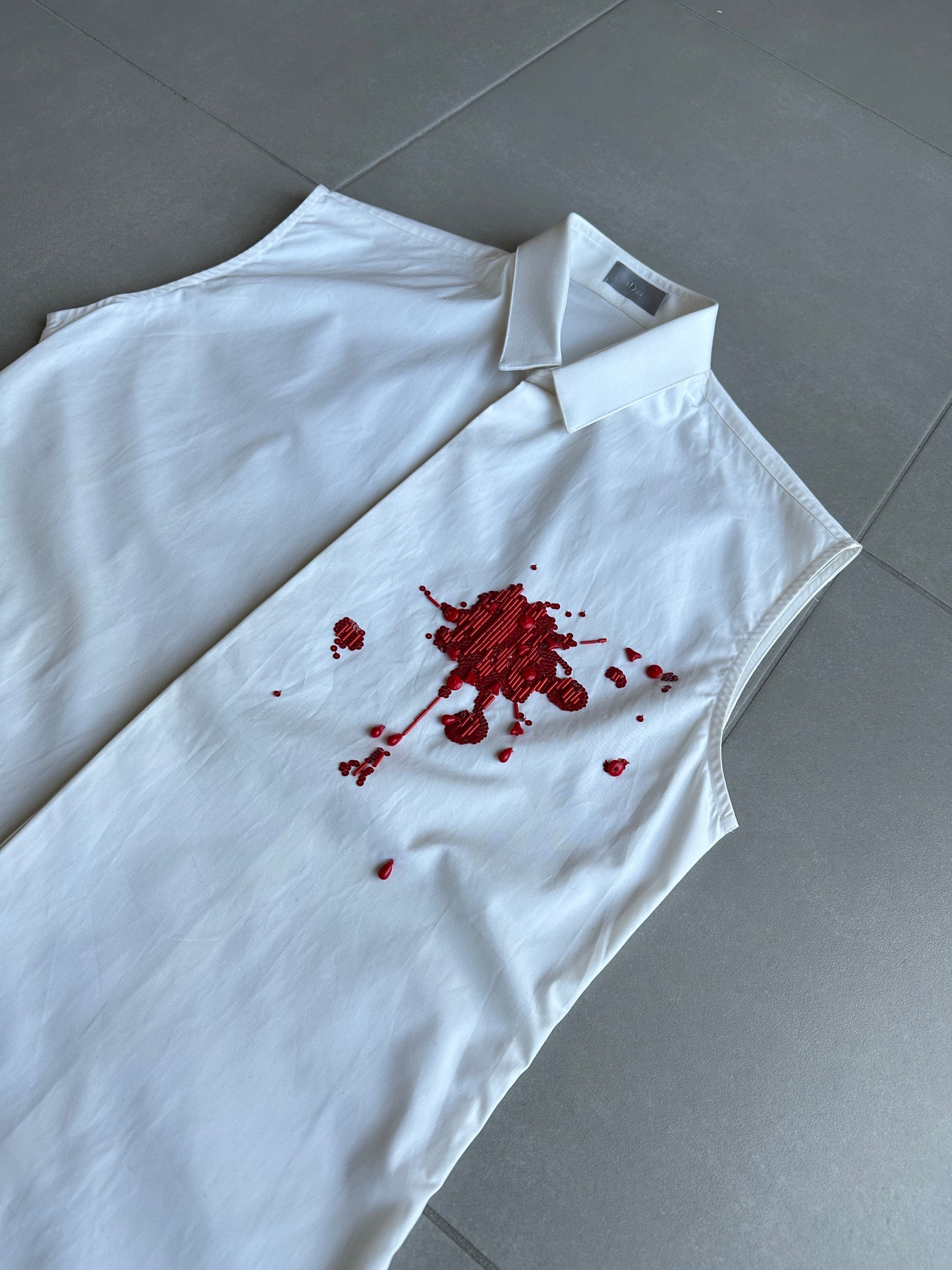 Dior Homme SS02 "Red/Boys don't cry' Bloodwound button up shirt