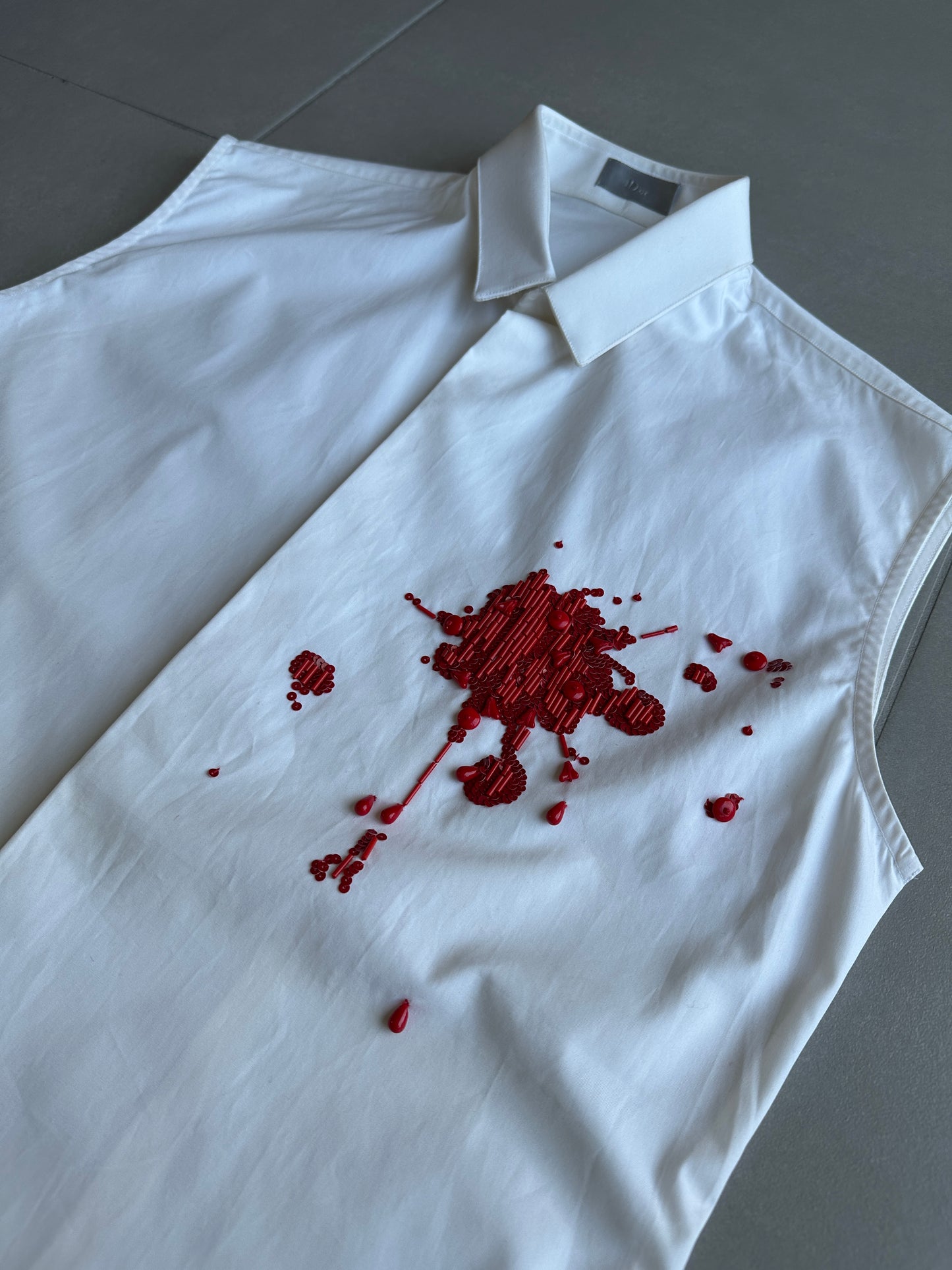 Dior Homme SS02 "Red/Boys don't cry' Bloodwound button up shirt