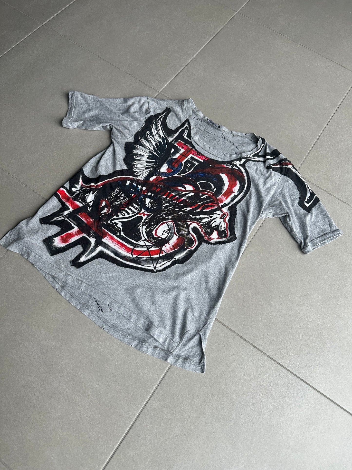 Balmain SS11 distressed graffiti T-shirt