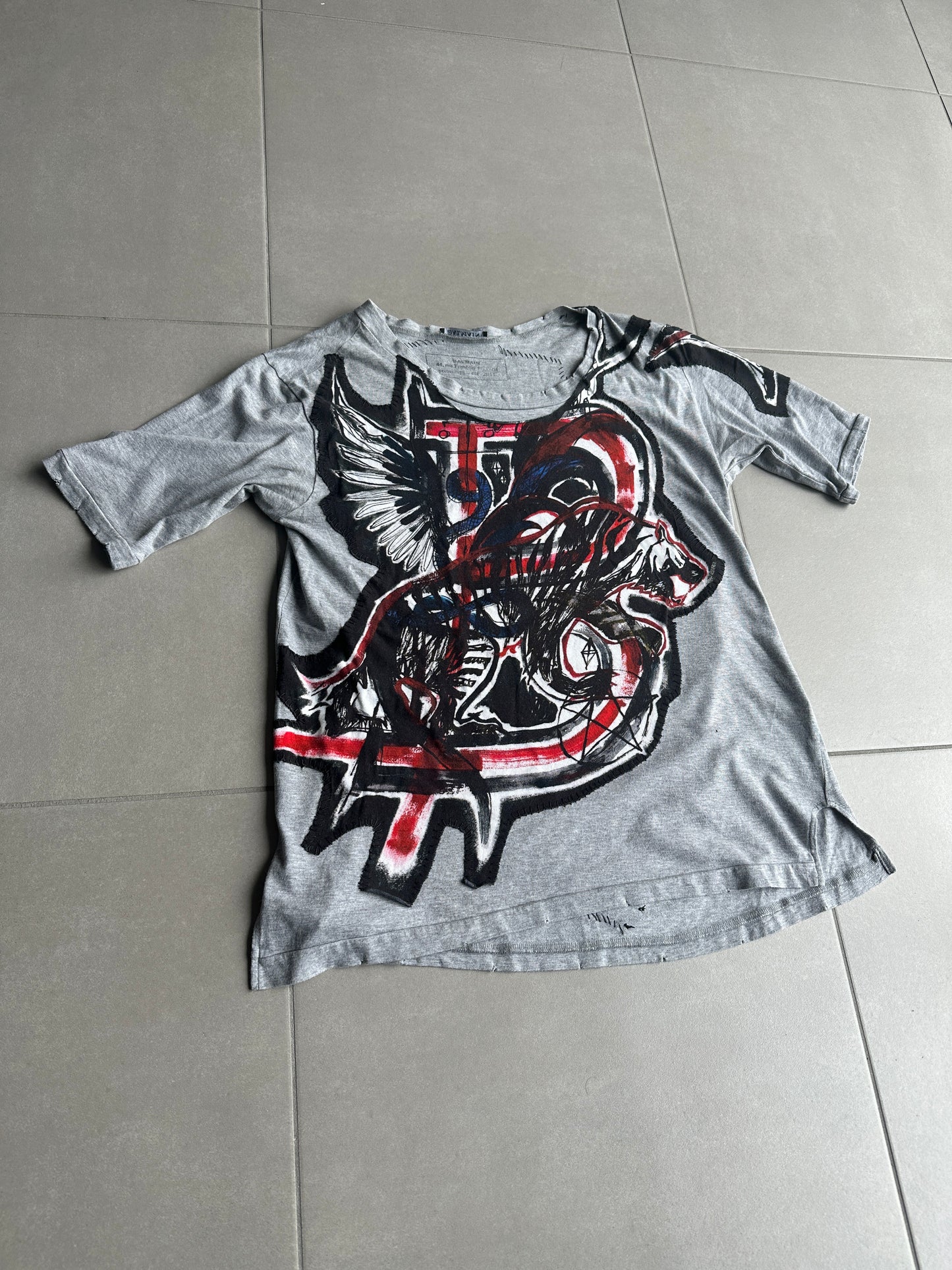Balmain SS11 distressed graffiti T-shirt