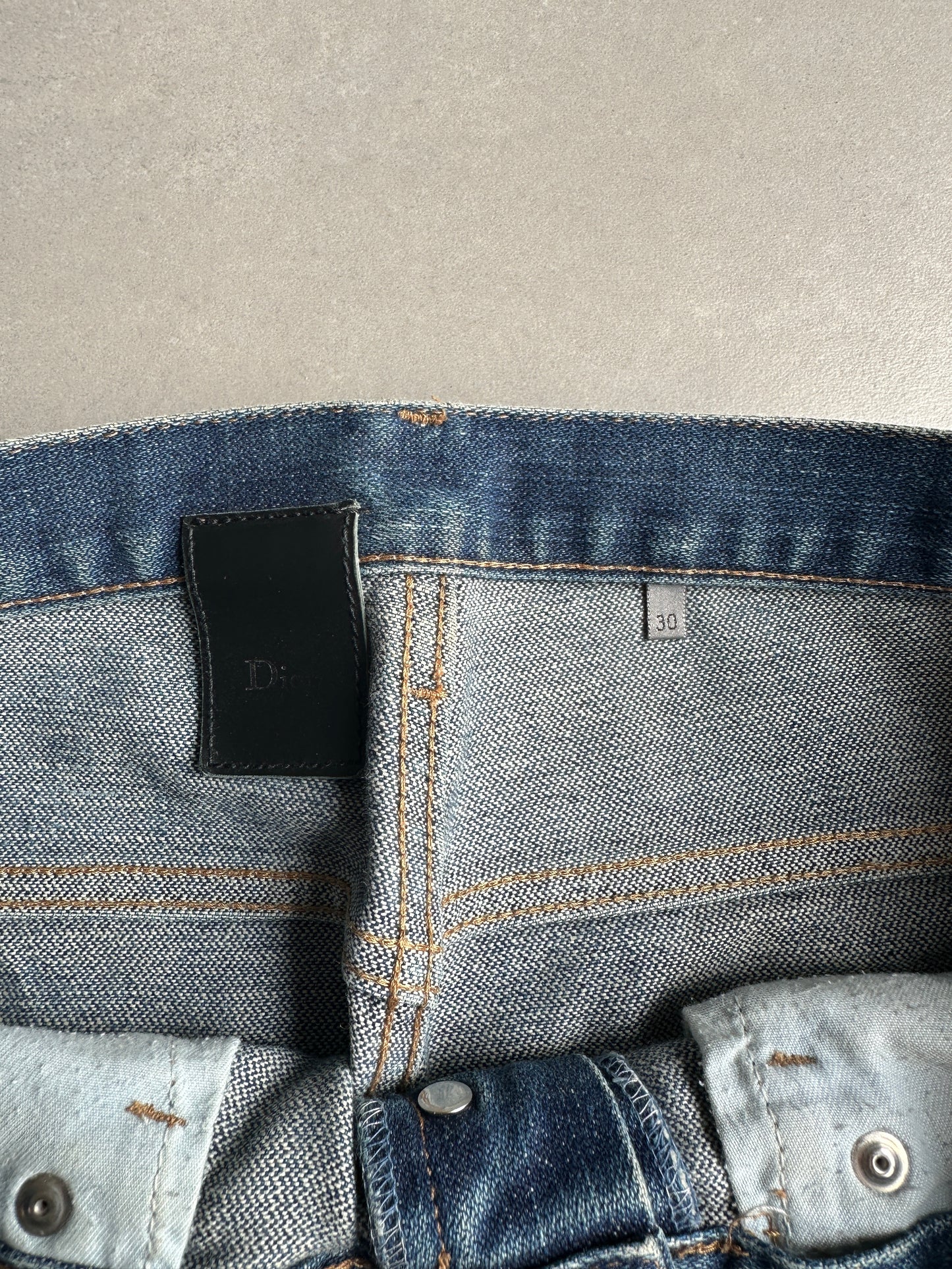 Dior homme AW04 “Victim of the crime” whiskered washed denim
