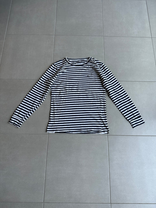 Balmain Homme AW11 distressed long sleeve striped shirt