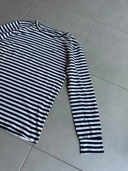 Balmain Homme AW11 distressed long sleeve striped shirt