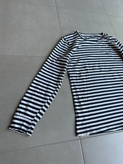 Balmain Homme AW11 distressed long sleeve striped shirt