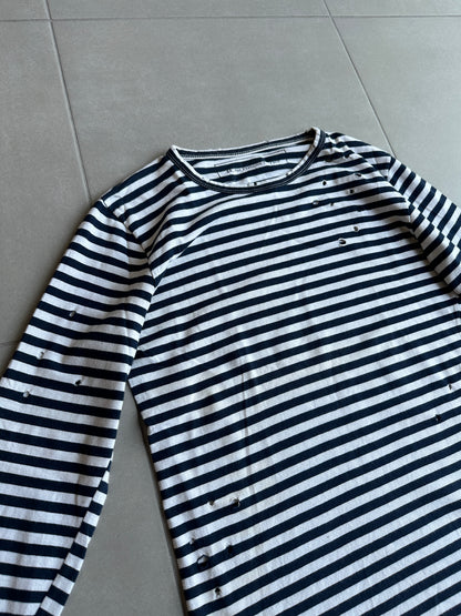 Balmain Homme AW11 distressed long sleeve striped shirt