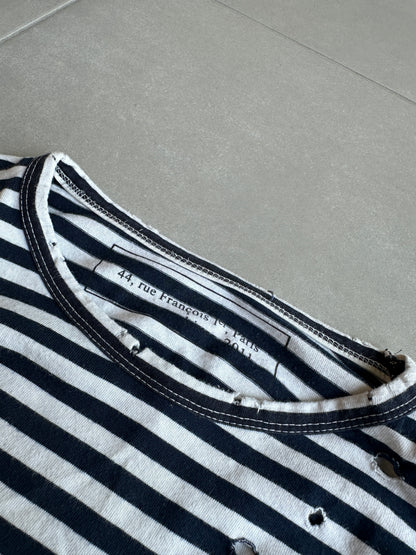 Balmain Homme AW11 distressed long sleeve striped shirt