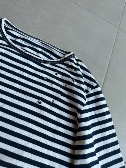 Balmain Homme AW11 distressed long sleeve striped shirt
