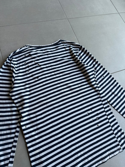 Balmain Homme AW11 distressed long sleeve striped shirt