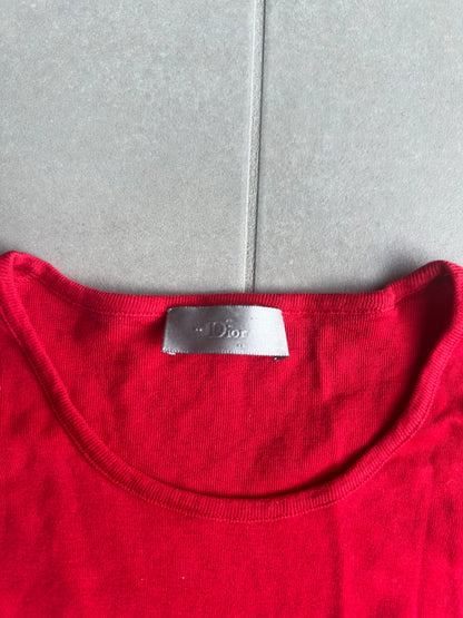 Dior Homme SS02 "red/boys don't cry" fringe tank top
