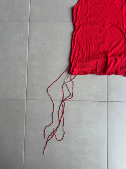 Dior Homme SS02 "red/boys don't cry" fringe tank top