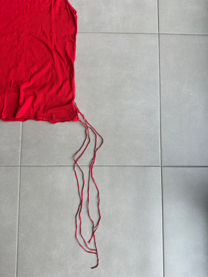 Dior Homme SS02 "red/boys don't cry" fringe tank top