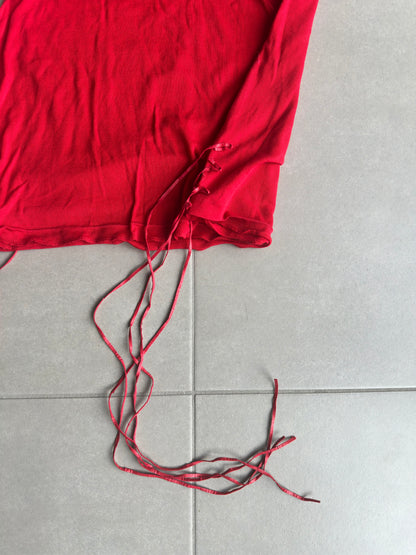 Dior Homme SS02 "red/boys don't cry" fringe tank top