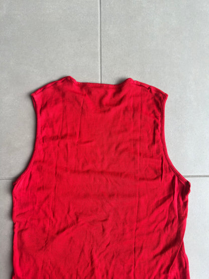 Dior Homme SS02 "red/boys don't cry" fringe tank top