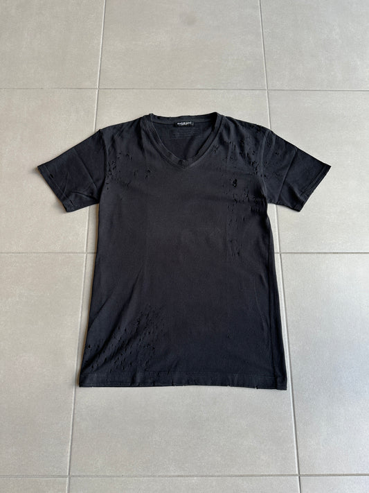 Balmain Homme AW2010 shotgun distressed V-neck t-shirt