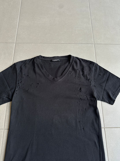 Balmain Homme AW2010 shotgun distressed V-neck t-shirt