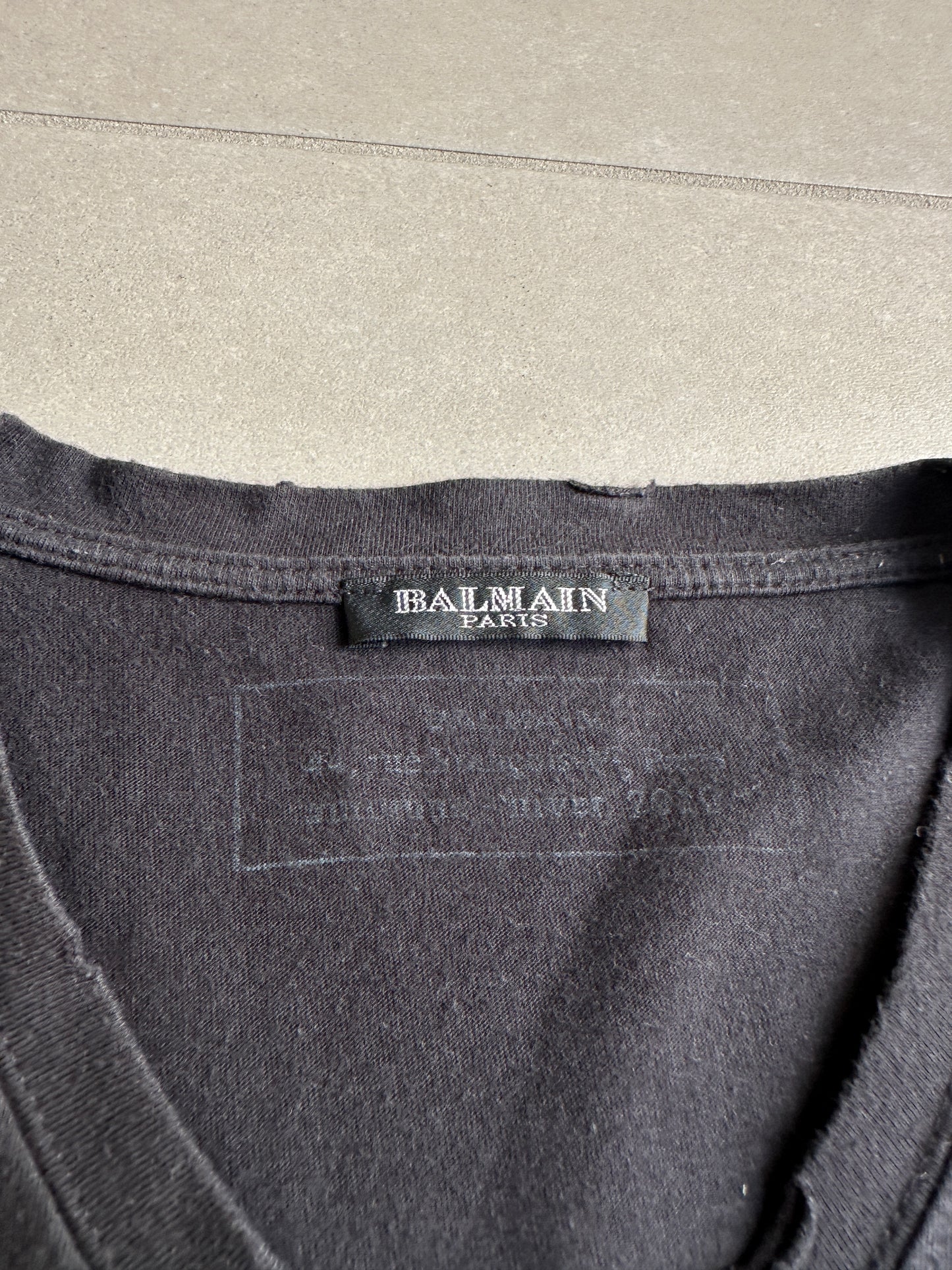Balmain Homme AW2010 shotgun distressed V-neck t-shirt