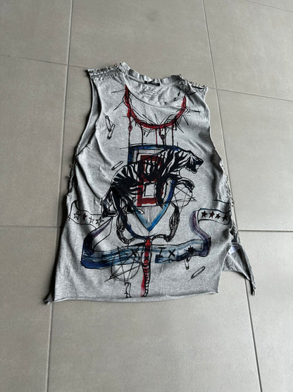 Balmain SS11 Graffiti safety pin Tank top