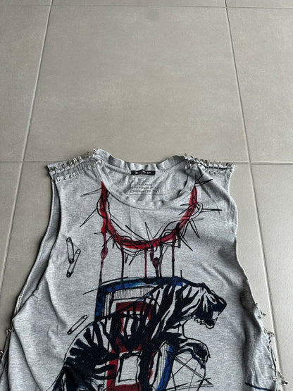 Balmain SS11 Graffiti safety pin Tank top