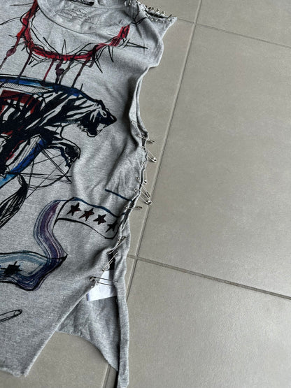Balmain SS11 Graffiti safety pin Tank top