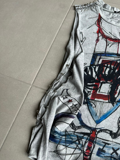 Balmain SS11 Graffiti safety pin Tank top