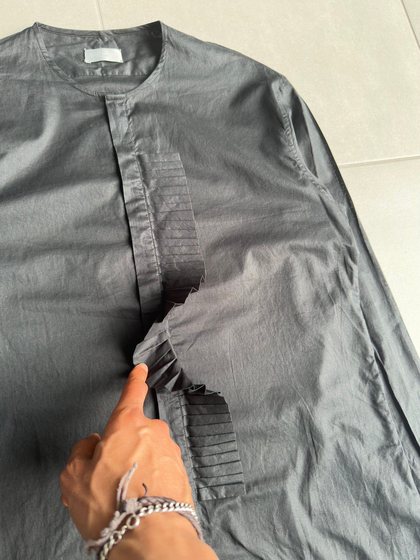 Dior homme SS02 "Red/Boys don't cry' frill button up shirt