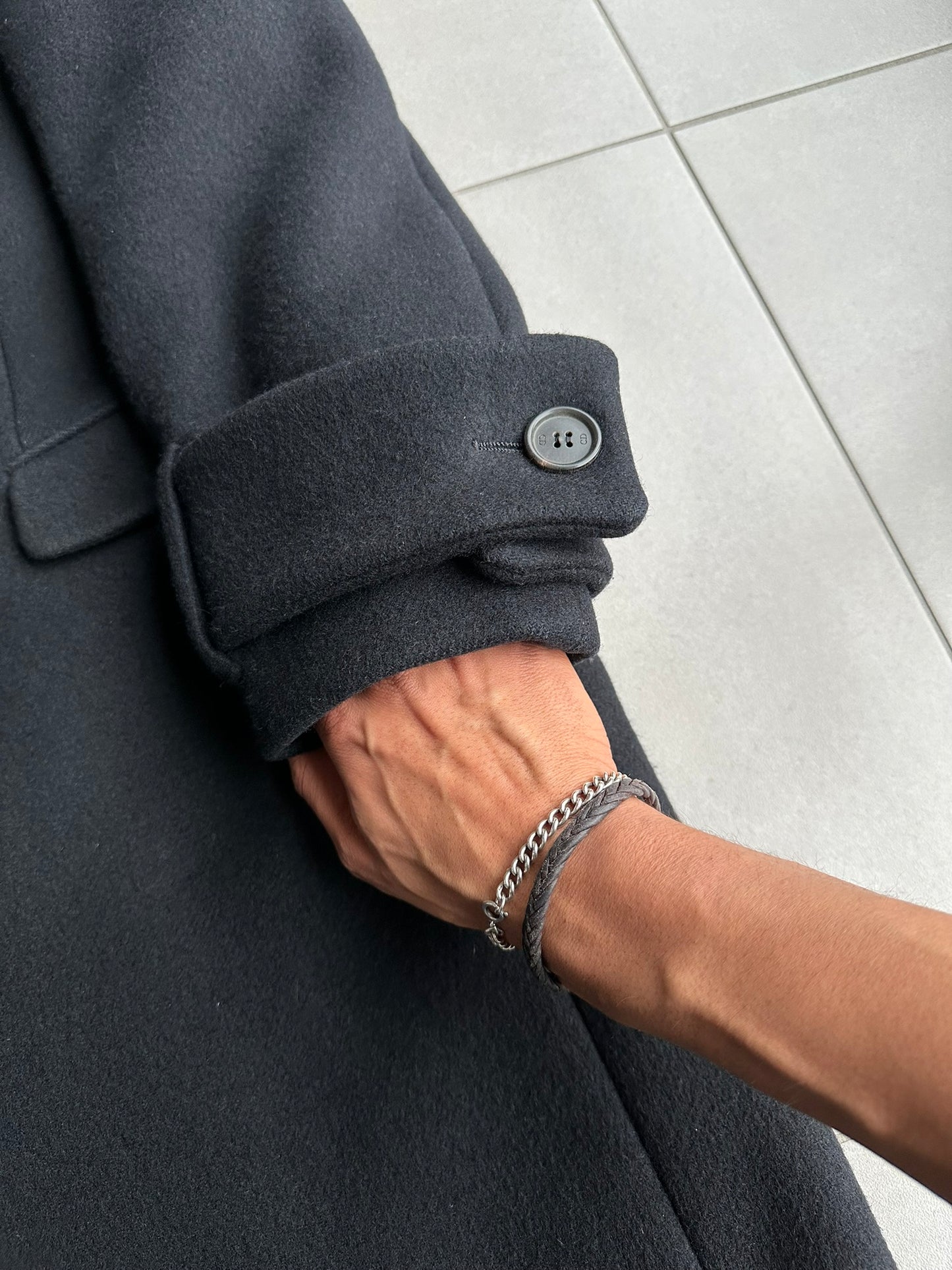 Dior homme AW02 “reflexion” wool/angora double breasted long coat