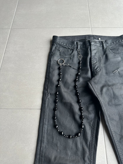 Dior Homme SS04 “Strip” onyx beaded wallet chain