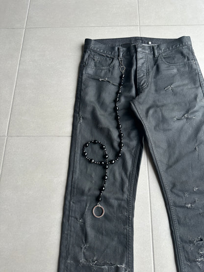Dior Homme SS04 “Strip” onyx beaded wallet chain
