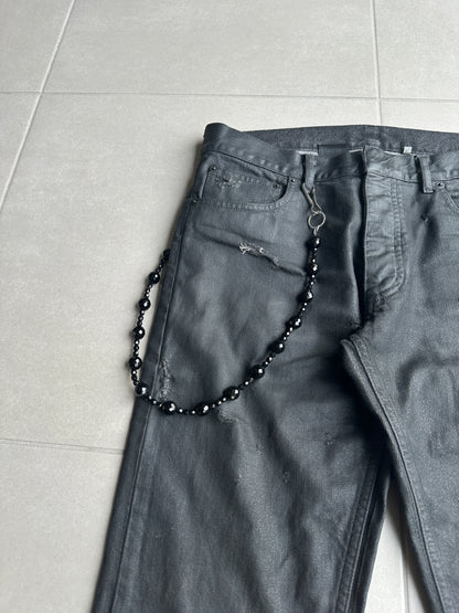 Dior Homme SS04 “Strip” onyx beaded wallet chain