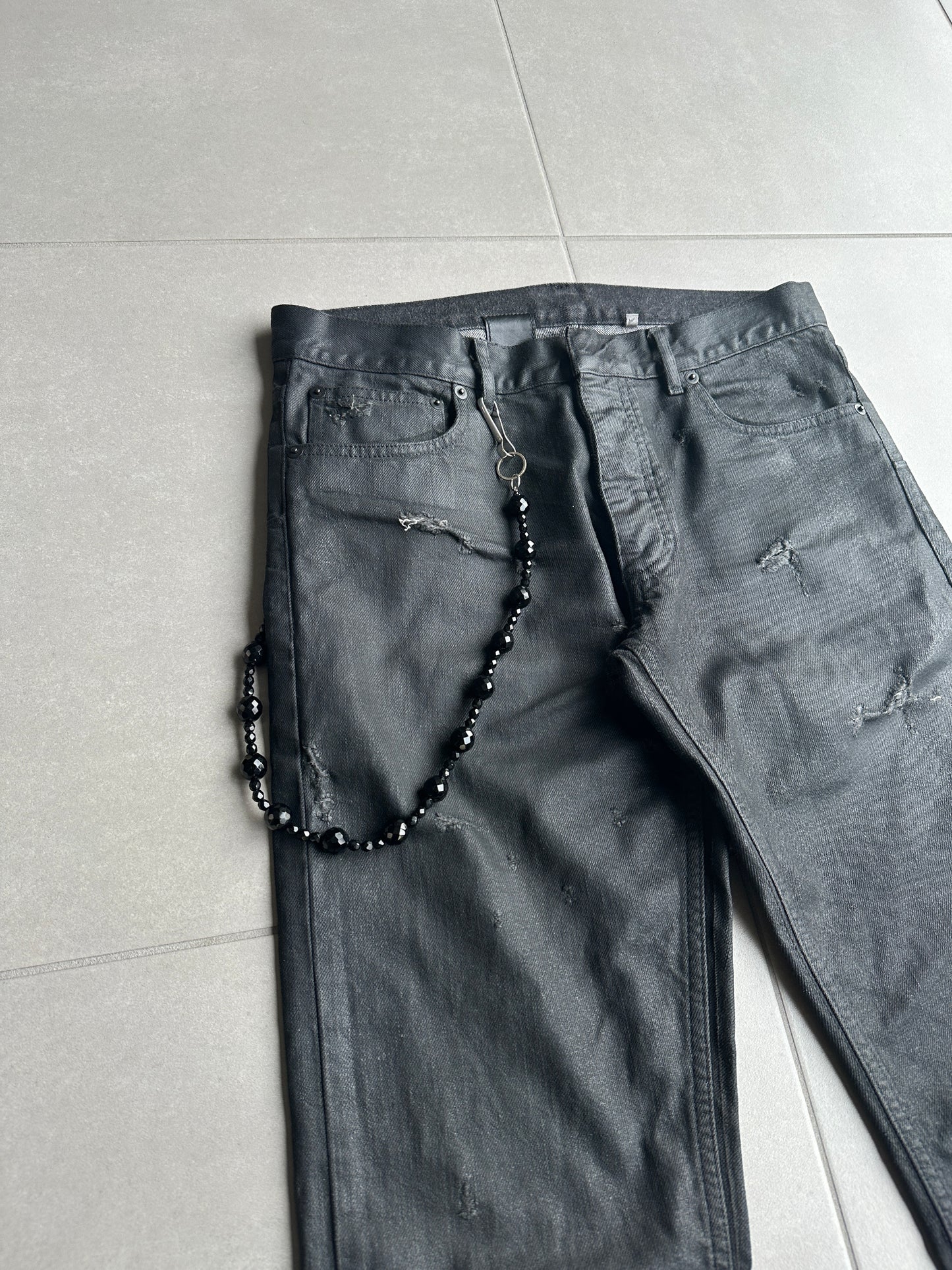 Dior Homme SS04 “Strip” onyx beaded wallet chain