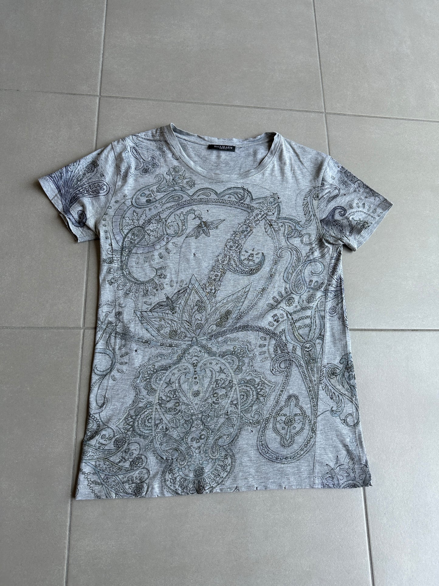 Balmain Homme AW09 distressed paisley print T-shirt