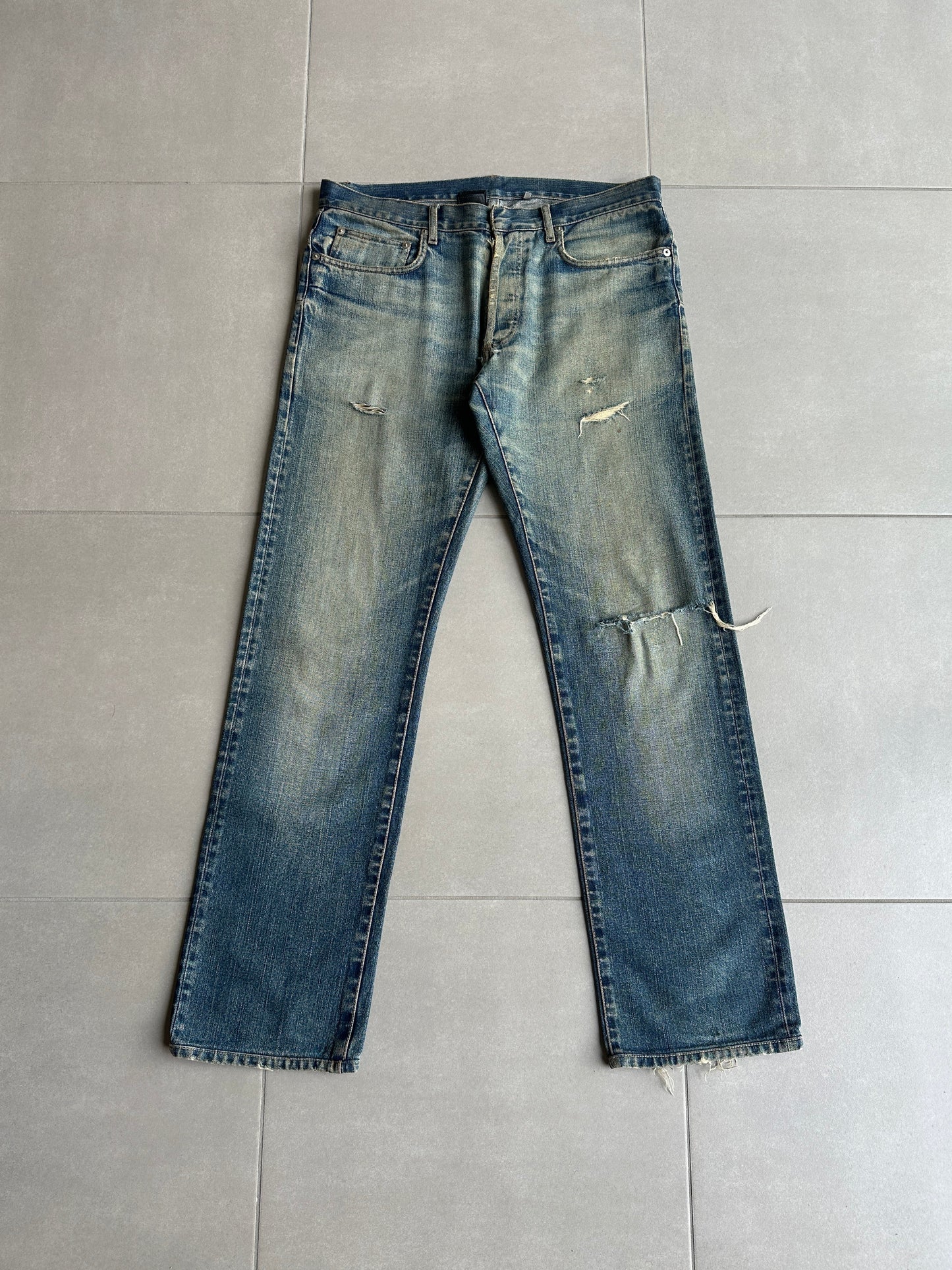 Dior Homme AW05 'In The Morning" rust washed Bootcut distressed denim