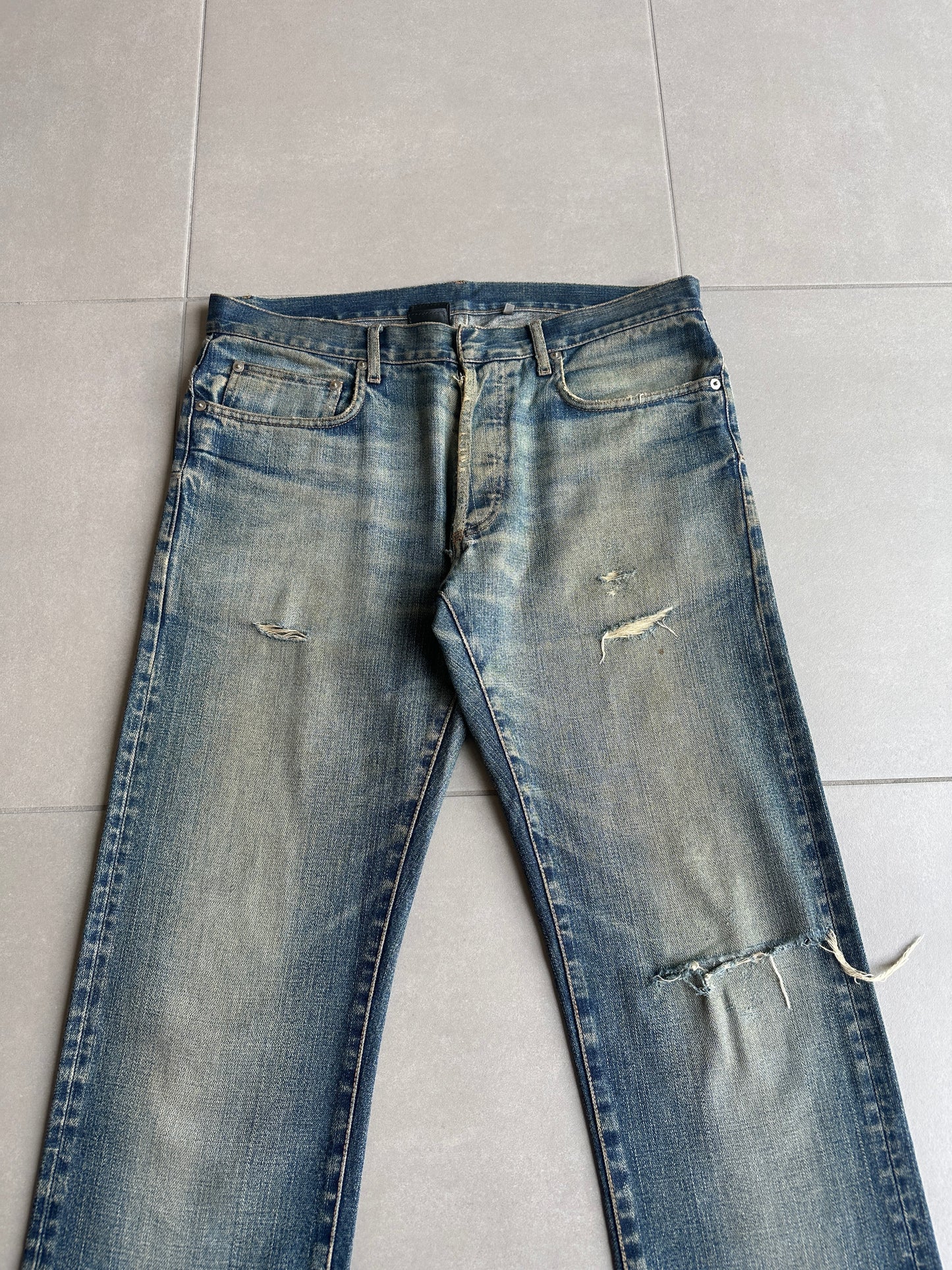 Dior Homme AW05 'In The Morning" rust washed Bootcut distressed denim