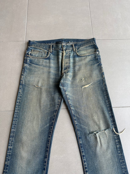 Dior Homme AW05 'In The Morning" rust washed Bootcut distressed denim