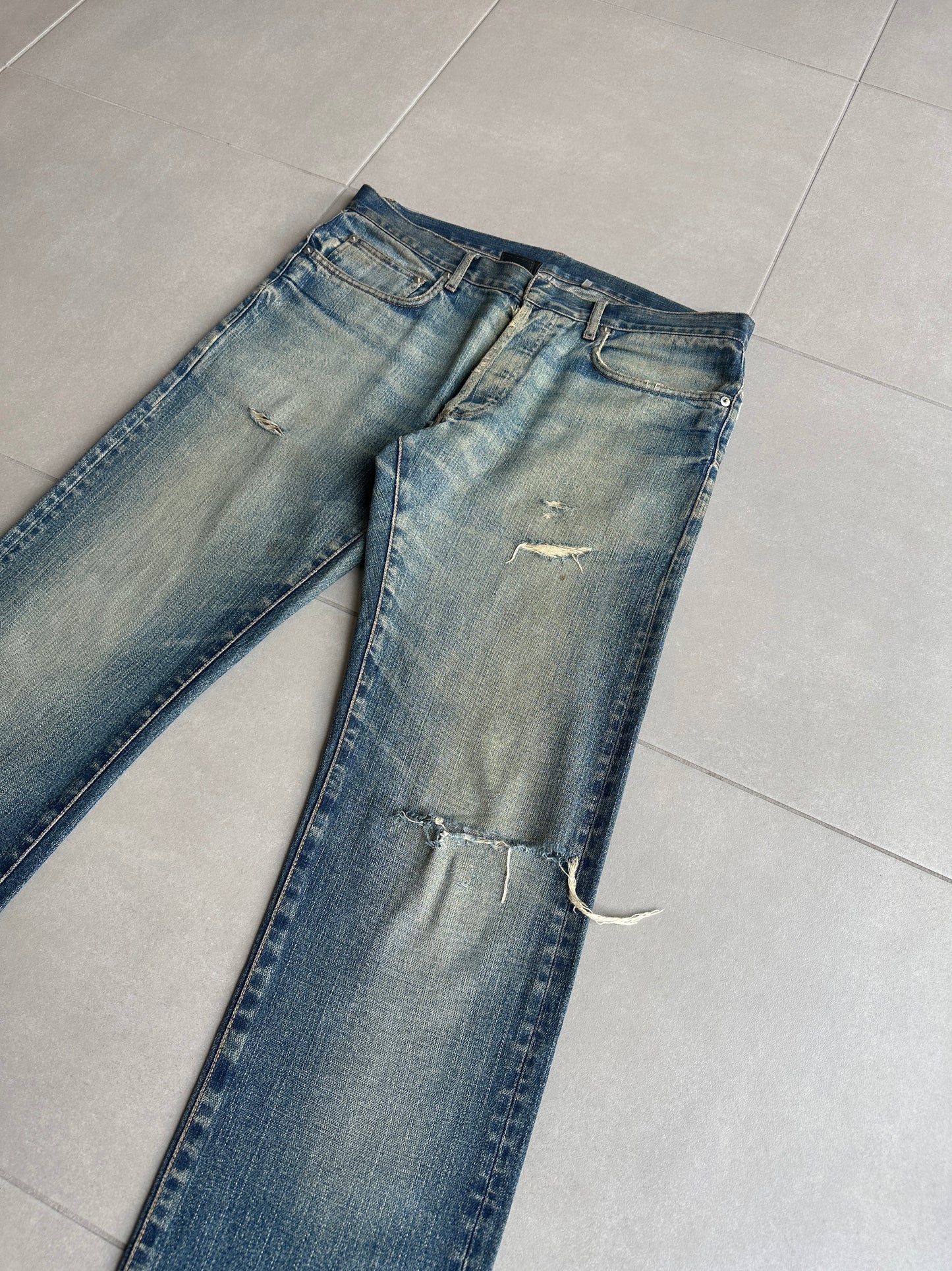 Dior Homme AW05 'In The Morning" rust washed Bootcut distressed denim