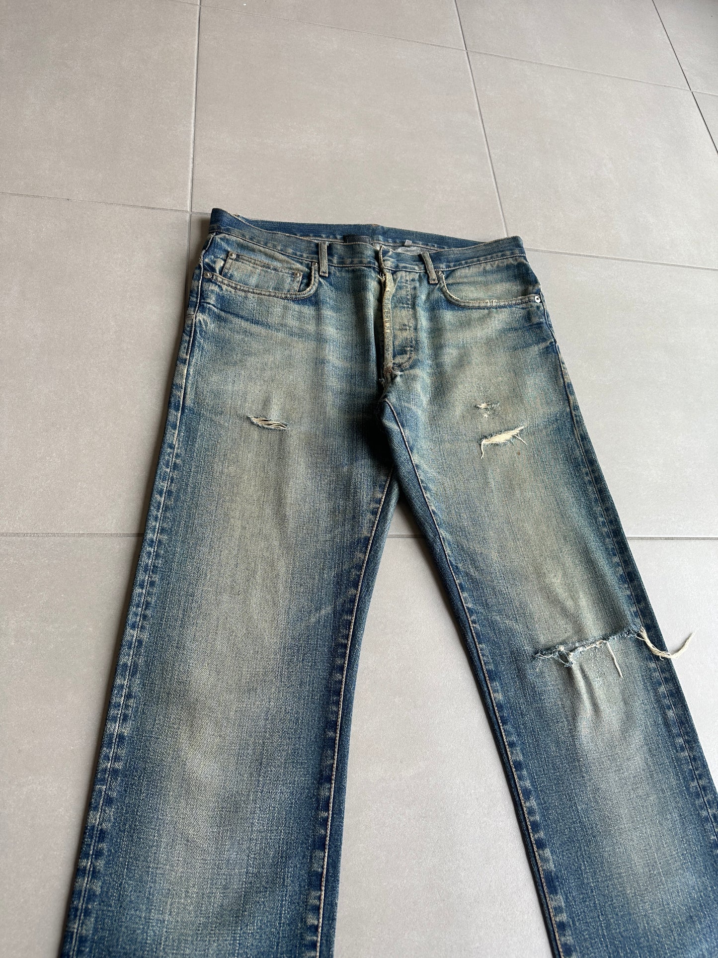 Dior Homme AW05 'In The Morning" rust washed Bootcut distressed denim