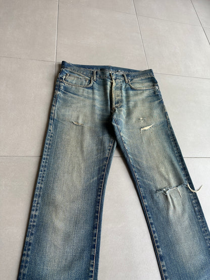 Dior Homme AW05 'In The Morning" rust washed Bootcut distressed denim