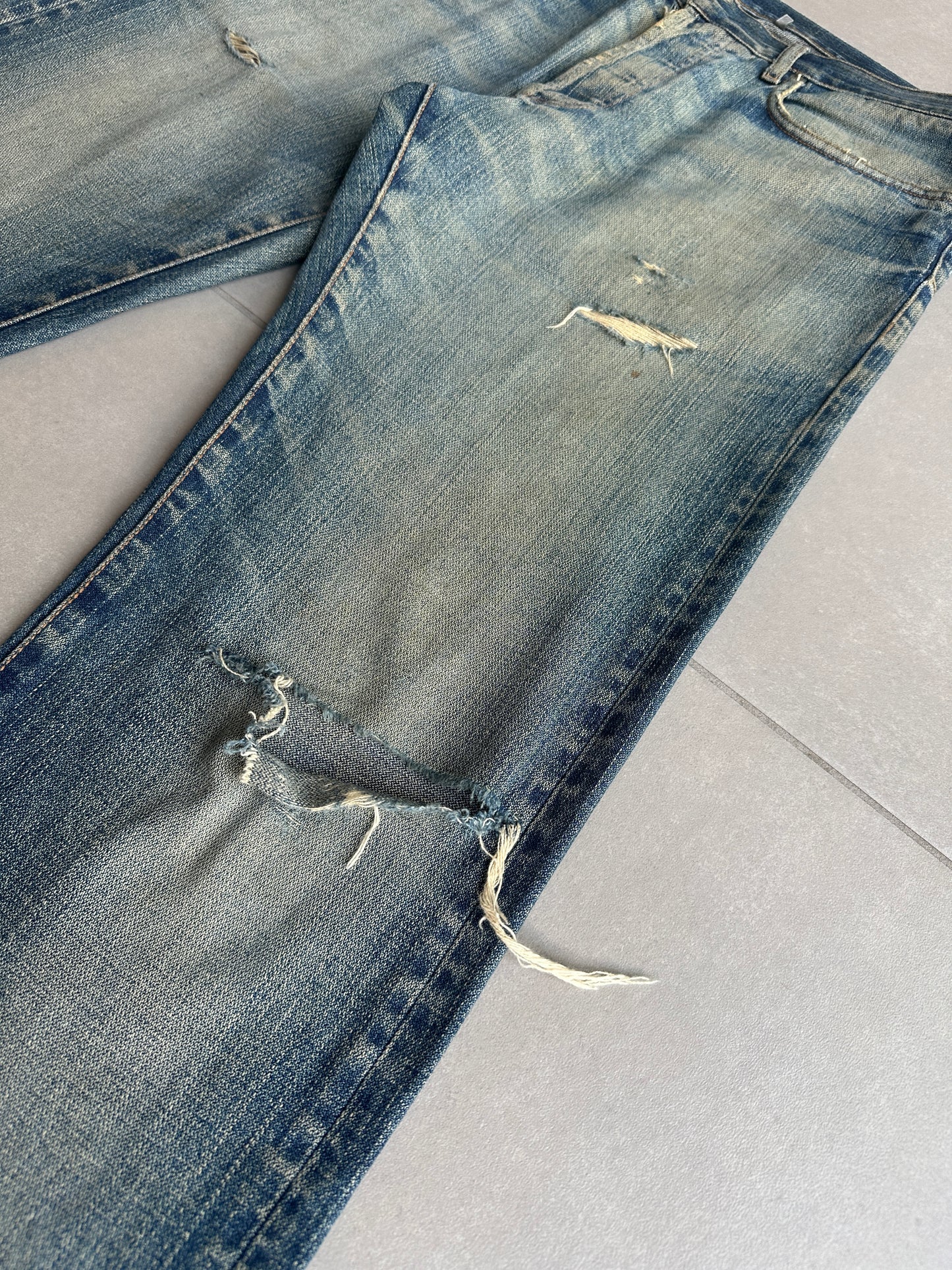 Dior Homme AW05 'In The Morning" rust washed Bootcut distressed denim