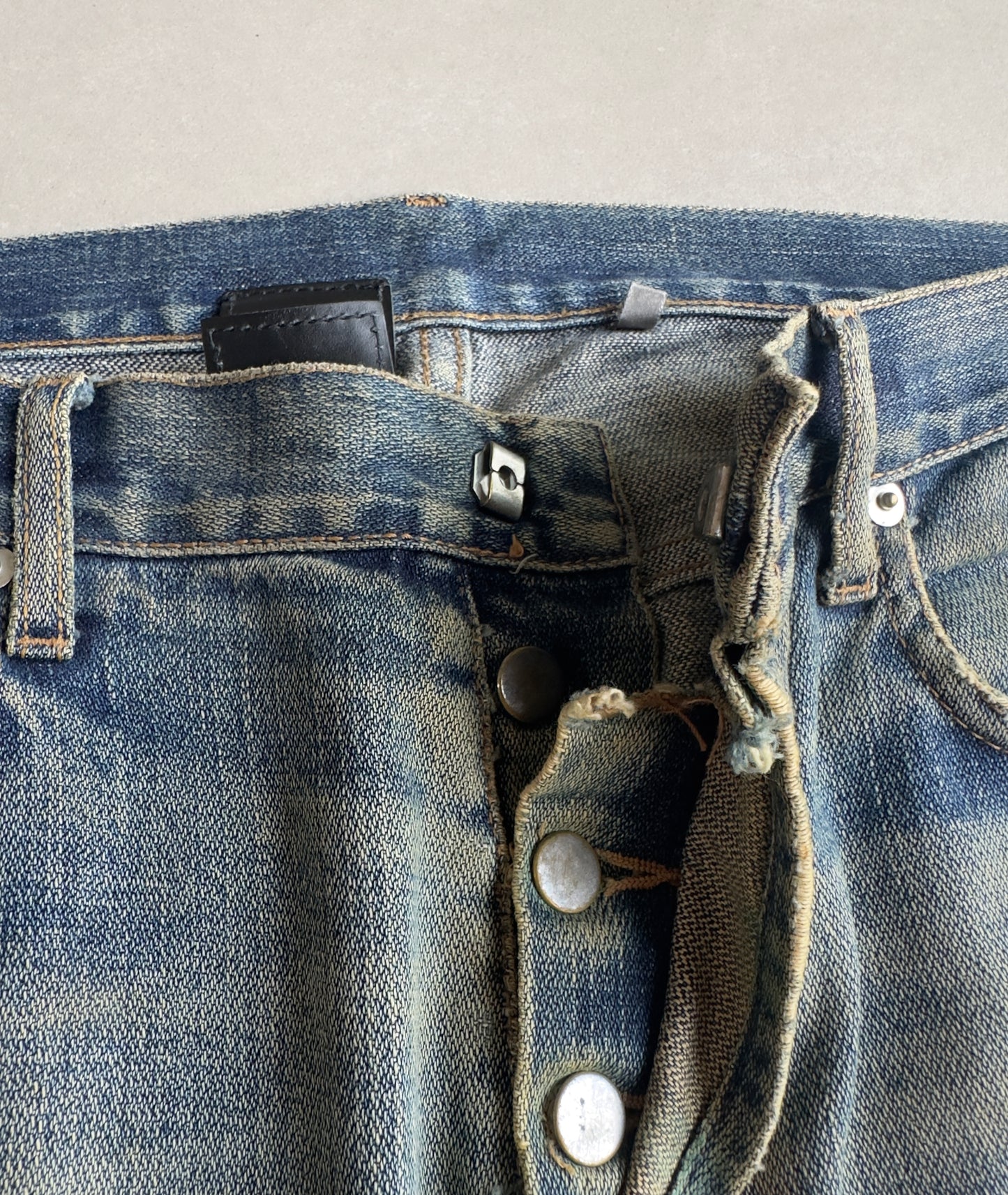 Dior Homme AW05 'In The Morning" rust washed Bootcut distressed denim