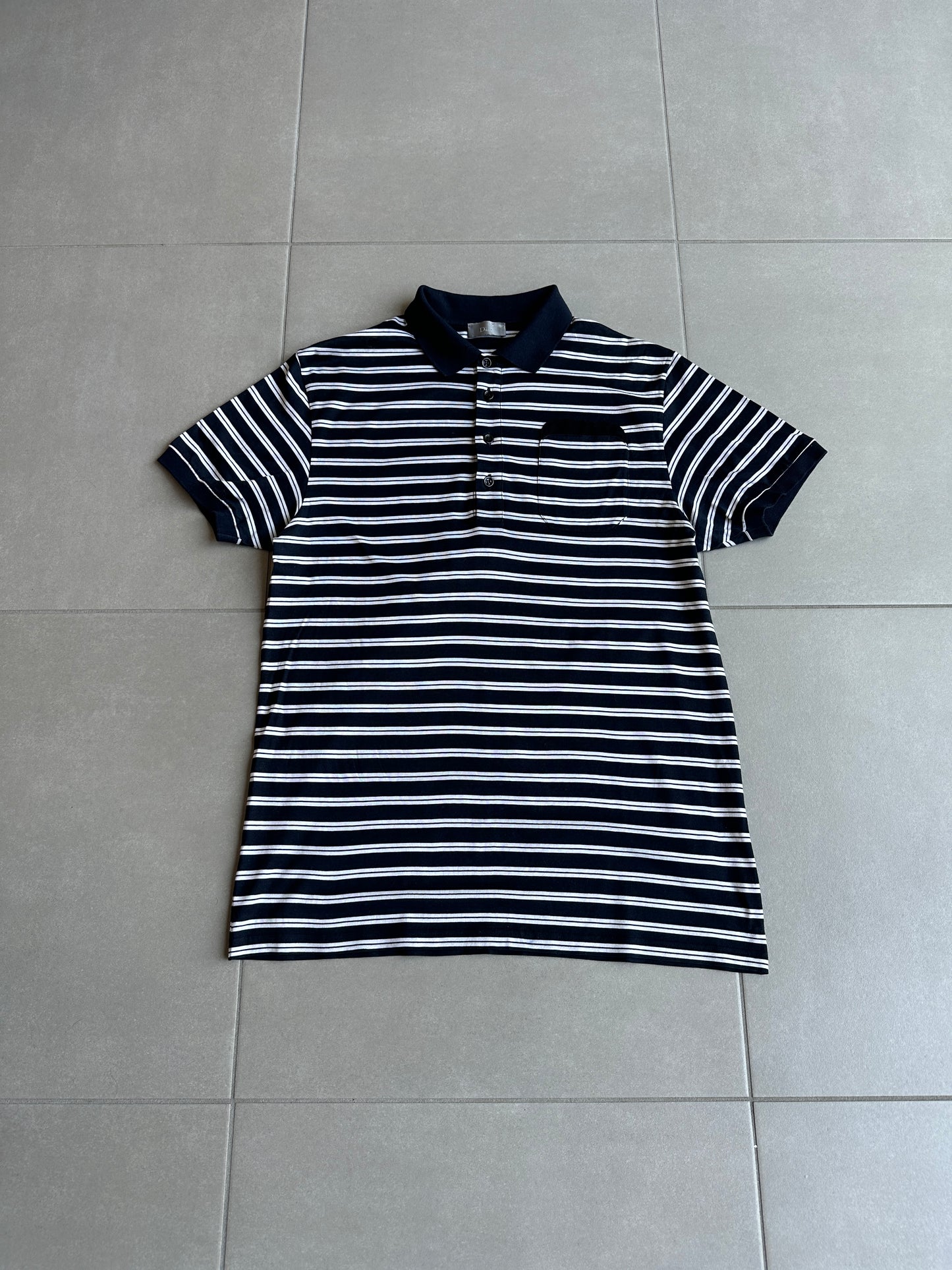 Dior Homme SS08 striped pocket polo shirt
