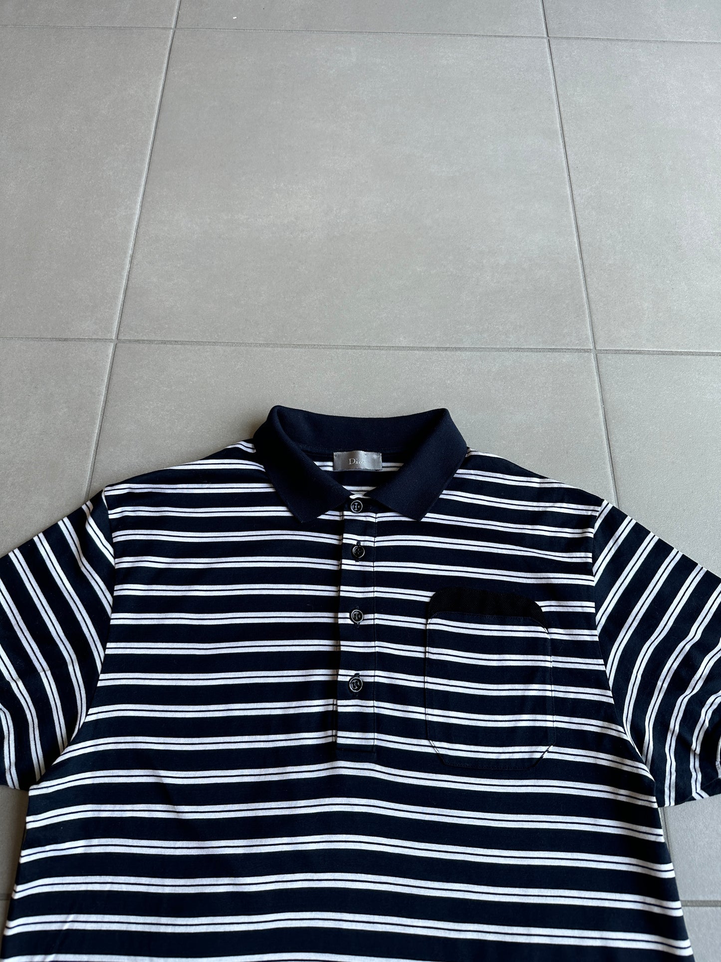 Dior Homme SS08 striped pocket polo shirt