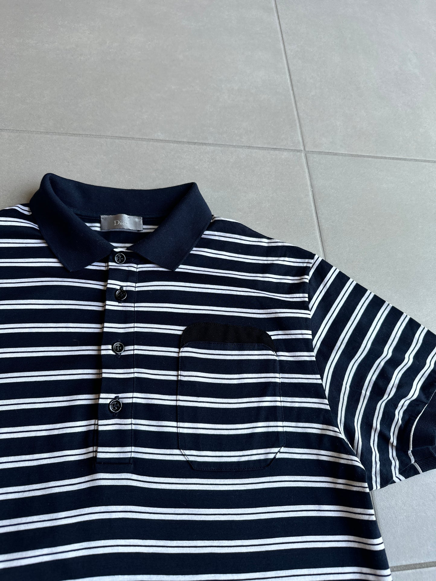 Dior Homme SS08 striped pocket polo shirt