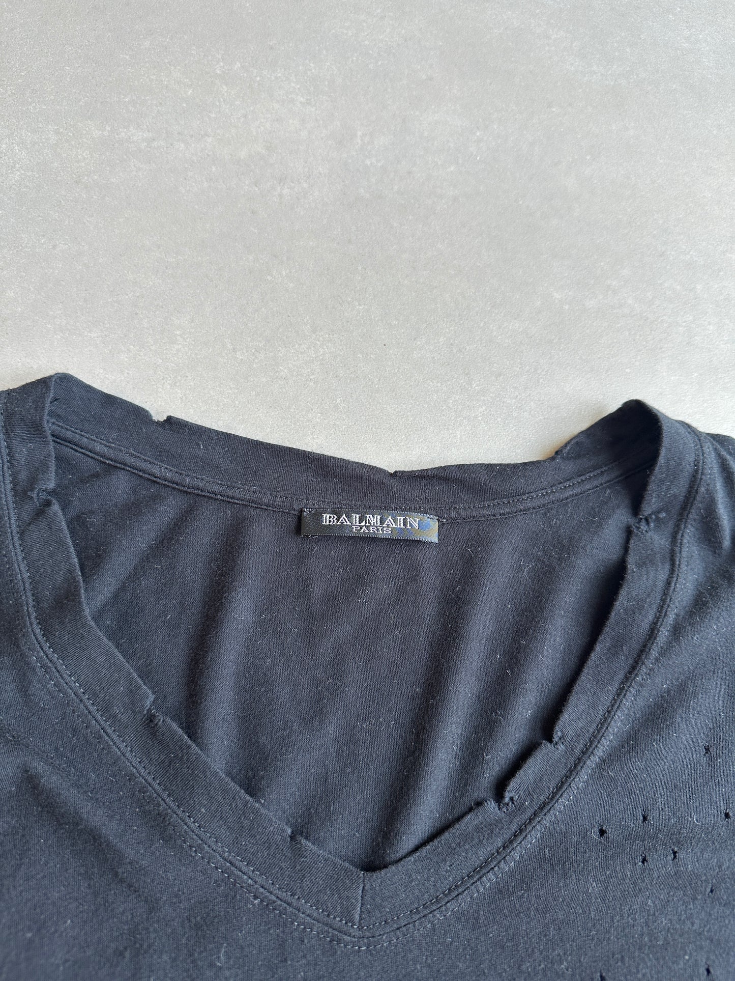 Balmain AW2010 distressed V-neck t-shirt