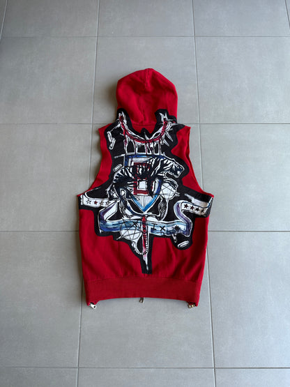 Balmain Homme SS11 distressed graffiti sleeveless hoodie