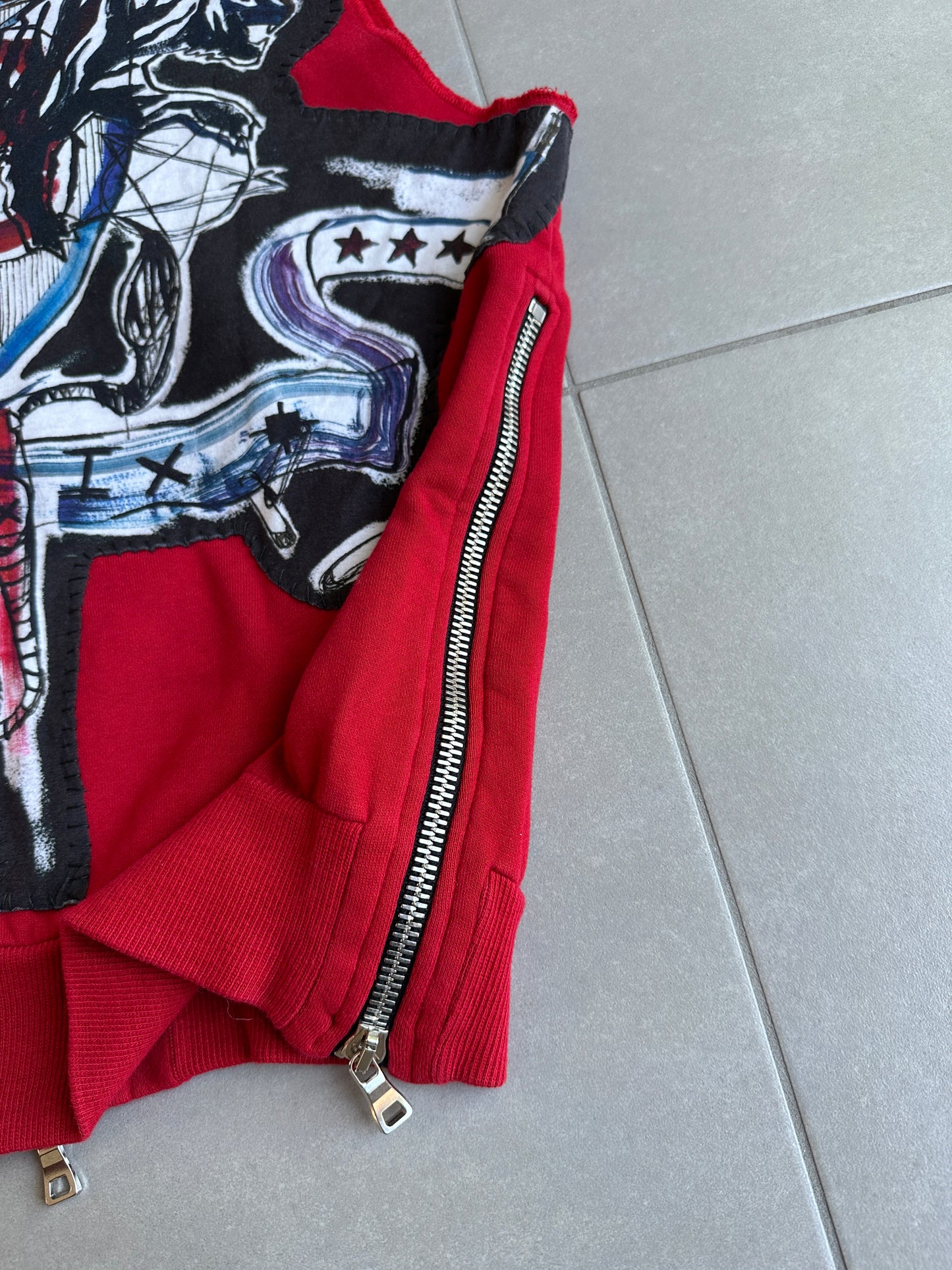 Balmain Homme SS11 distressed graffiti sleeveless hoodie