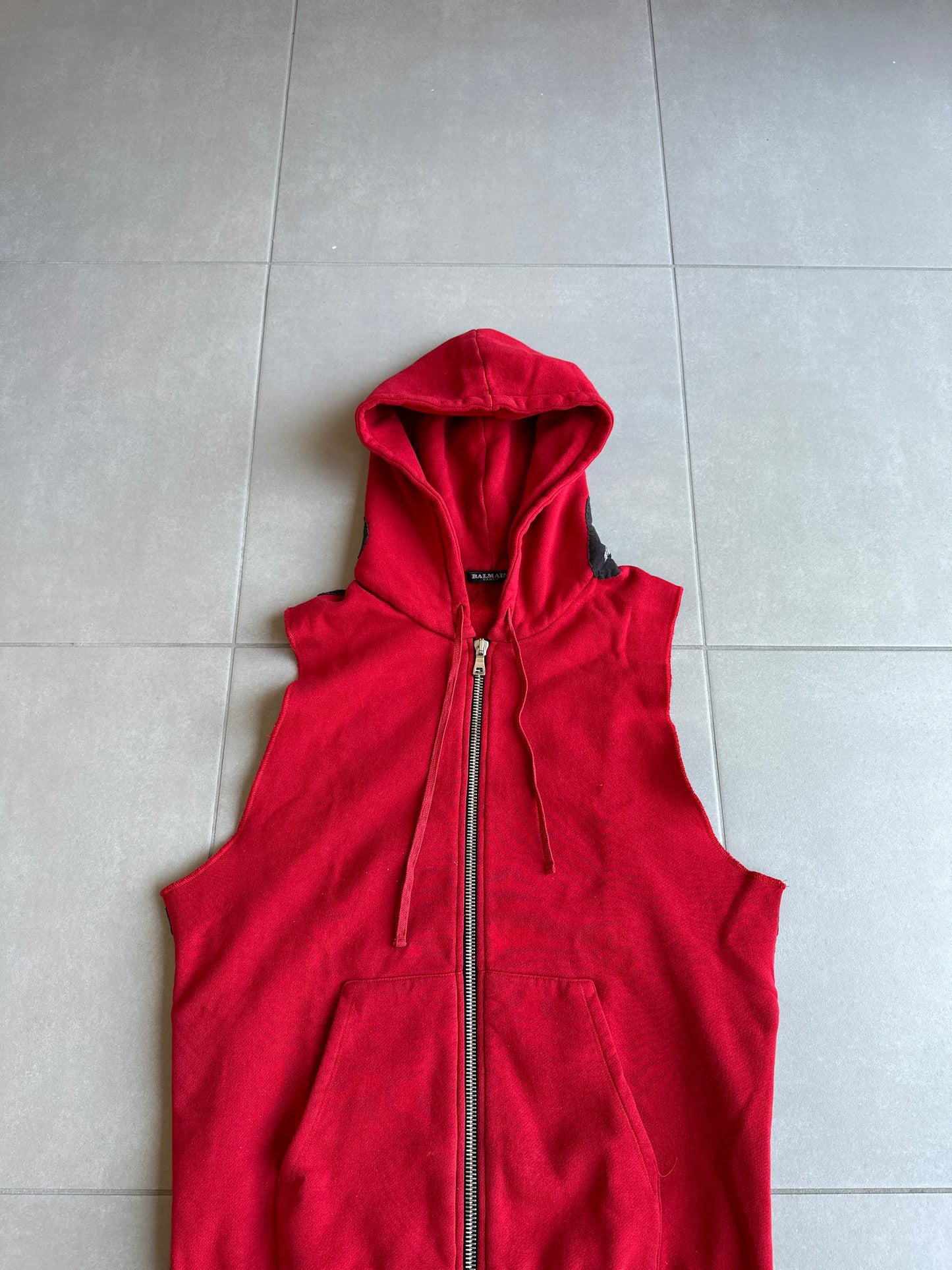 Balmain Homme SS11 distressed graffiti sleeveless hoodie