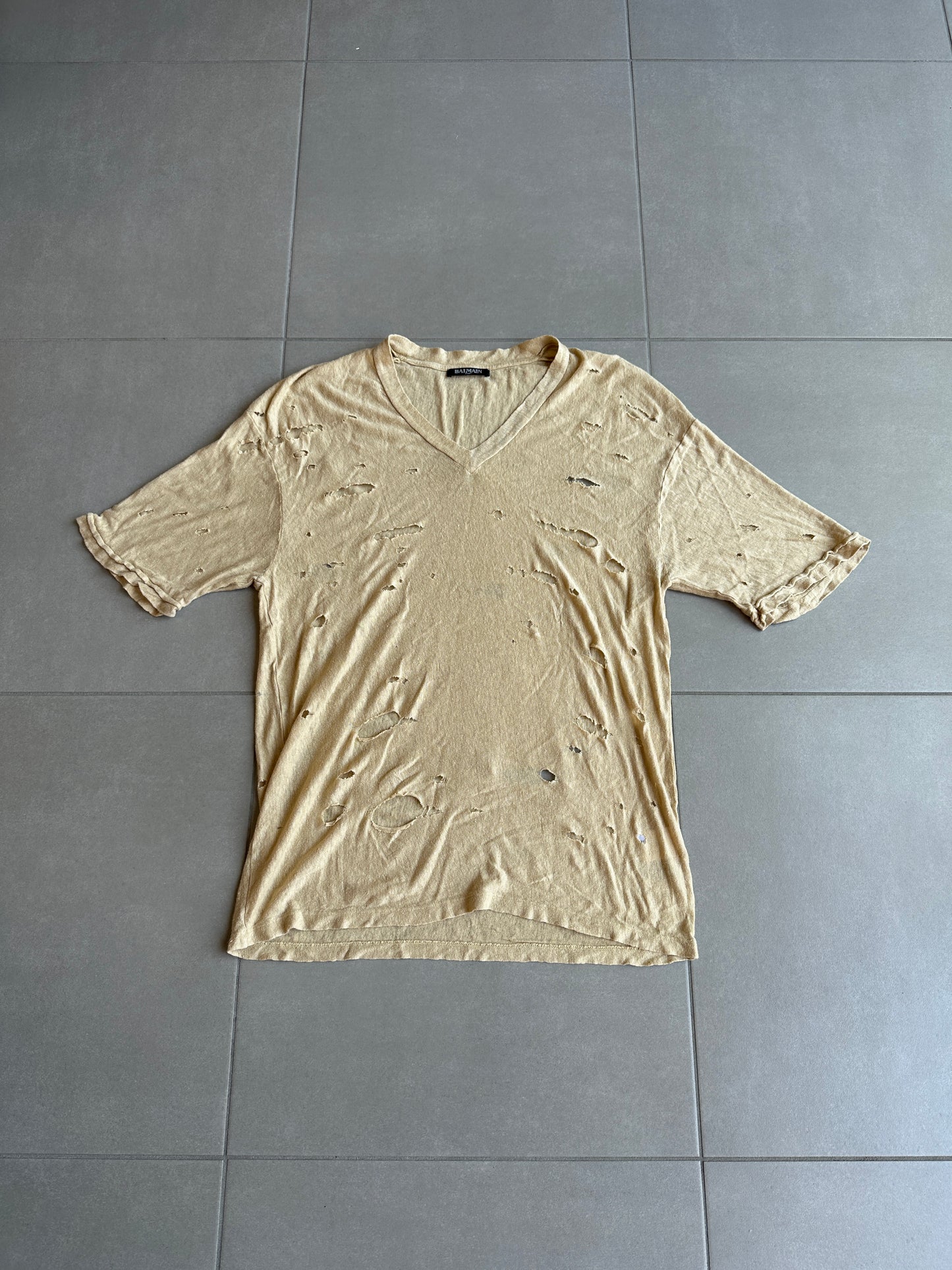 Balmain SS10 linen distressed shirt