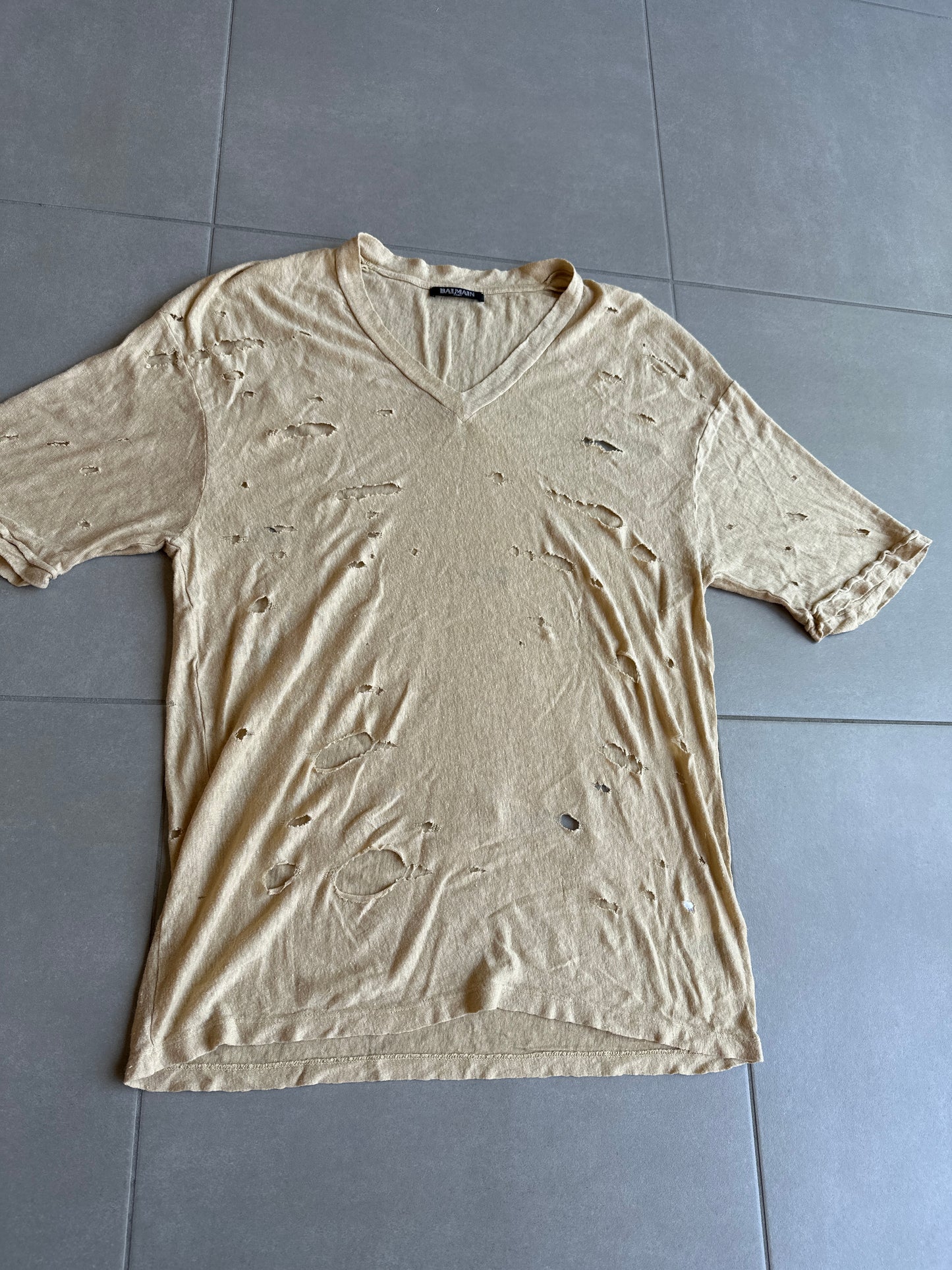 Balmain SS10 linen distressed shirt